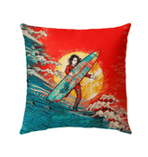 Surfing Reflections Outdoor Pillow Capture Coastal Tranquility - Beyond T-shirts